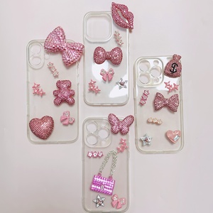 Combo bán buôn 43 món phụ kiện trang trí điện thoại hình túi tiền, dấu đô la, nơ, trái tim, bướm, sao, màu hồng lấp lánh - Product Image 2