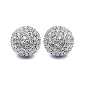 Boucles d'oreilles clous en or blanc 18 carats massif avec diamants naturels VS, pavé de diamants, sur mesure, fabricant de luxe, cadeau de mariage - Product Image 1