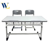 Ensemble bureau et chaise double réglable de style moderne, vente directe d'usine pour une utilisation en classe pour les élèves