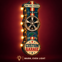 Enseigne LED lumineuse personnalisée pour garage, style vintage, en métal, pour service de réparation automobile, performance, décoration murale
