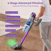 Aspirateur sans fil léger à aspiration automatique réglable, aspirateur à main, 80 minutes d'autonomie pour sols durs/tapis/poils d'animaux/nettoyage domestique