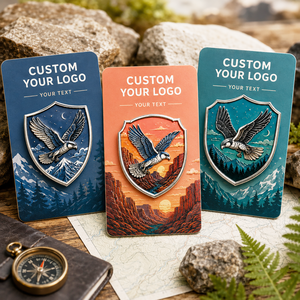 Juego de Insignias de Escudo de Esmalte Suave Personalizadas con Diseño de Halcón de Montaña - Product Image 2