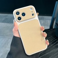 Coque de téléphone Heybingo de luxe souple et rigide, antichoc, anti-traces de doigts, antidérapante, en TPU+PC, motif litchi couleur unie, style Ins