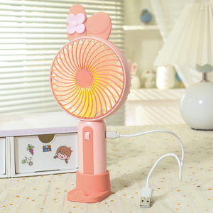 Ventilateur portable de dessin animé avec lumière LED, batterie rechargeable, moteur DC 5W, pour bureau - Product Image 5