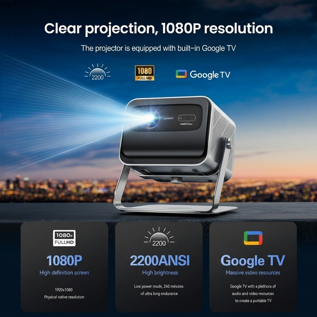 Yinzam X6 GTV Smart Projector Native1080P 2200 ANSI Lumens Auto Focus Proyector 3D Beamer Home Theater Portable Mini Projector