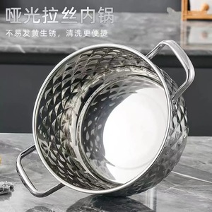 Stainless Steel Soup Pot Set 4-Piece Diamond Pattern Induction Compatible <b>Cookware</b> for Daily Meals - Product Image 4