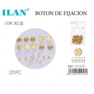 Botón de Fijación Dorado ILAN de 10 mm, 20 Piezas, para Ropa - Product Image 1