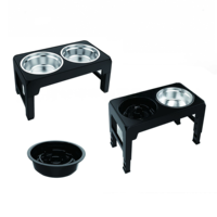 Station de nourrissage surélevée réglable pour animaux de compagnie, double bols en acier inoxydable, support surélevé en plastique pour chiens et chats, intérieur/extérieur