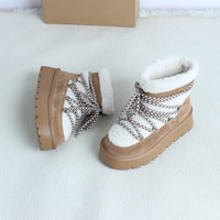 Nouvelles Bottes de Neige Montantes UGS pour Femme 2025 – Cuir Véritable Imperméable, Chaudes et Confortables avec Laine Imprimée – Meilleures Ventes du Designer