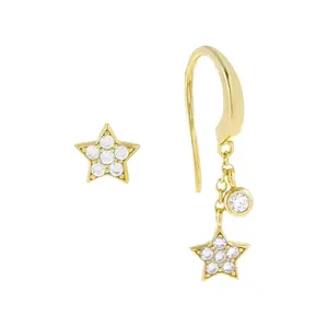 LOZRUNVE Hot Sale Jewelry Supplier Asymmetric Cubic Zirconia Star Drop Earring Wholesale