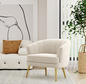 Sillón de terciopelo capitoné con otomana, sofá individual tapizado para sala de estar, dormitorio, oficina, ocio, hogar, comedor, muebles - Product Image 6