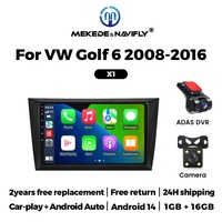 MEKEDE-Lecteur de voiture multimédia, Dvd, GPS, pour VW Golf 6 2008-2013, navigation, stéréo, DVR, USB, caméra 4LED