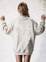 Sweat-shirt à col montant pour femme en tissu doux, longueur allongée, avec logo brodé personnalisé, haut basique pour le quotidien