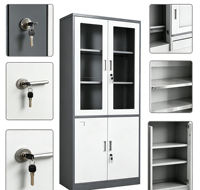 Armoire de rangement modulaire verrouillable en acier inoxydable ignifuge à 4 portes H1800W900D400mm pour bureau, classement de dossiers, école, supermarché