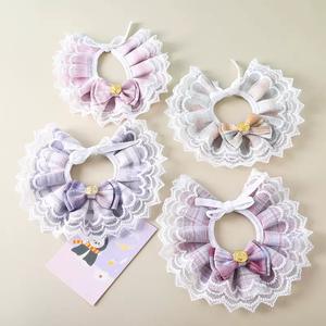 نمط حلو الحيوانات الأليفة الدانتيل سال لعابه منشفة القط القوس الكلب وشاح الصوف البوليستر للجميع بما في ذلك هالوين الشتاء الربيع زينة الحيوانات الأليفة - Product Image 1