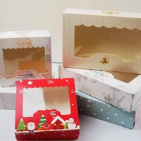 Boîte Cadeau de Pâtisserie avec Fenêtre pour 2/4/6/8 Pièces de Gâteaux au Jaune d'Œuf, Biscuits, Gâteaux de Lune
