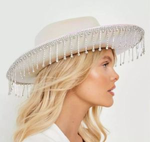 Decoración para fiesta <span class=keywords><strong>de</strong></span> boda, novia, sombrero <span class=keywords><strong>de</strong></span> vaquera blanco, sombrero <span class=keywords><strong>de</strong></span> vaquero con flecos <span class=keywords><strong>de</strong></span> diamantes <span class=keywords><strong>de</strong></span> imitación occidentales con borla <span class=keywords><strong>de</strong></span> diamantes <span class=keywords><strong>de</strong></span> imitación - Product Image 2