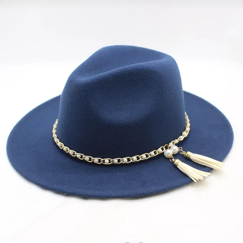 HT-0175 2020 modische elegante wollige Filzhut große Krempe Literatur Retro britischen Stil Fedora Hüte für Frauen