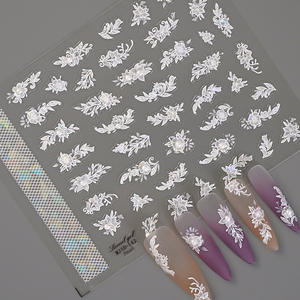 Fournitures pour ongles Autocollants pour ongles en fleurs colorées 3D/5D français personnalisés en plastique PET Embossés adhésifs DIY Vernis à ongles <span class=keywords><strong>Manucure</strong></span> - Product Image 4