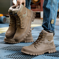 2023 hiver travail chaussures de sécurité imperméable hommes bottes en plein air chaud antidérapant cheville botte de neige épais en peluche caoutchouc bottes de travail
