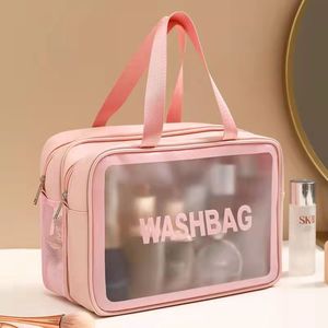 Large Capacity Waterproof Cosmetic Bag With Wet Dry Separation Transparent Frosted <b>Toiletry</b> Bag For Travel <b>Storage</b> - Product Image 1