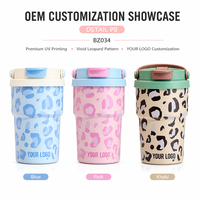 Mug isotherme à double paroi en acier inoxydable de 450 ml (15 oz), tasse de voyage anti-fuite avec couvercle sans BPA, durable