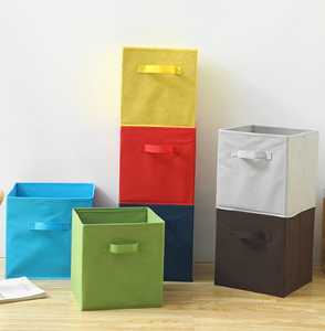 Boîte de rangement pliante en tissu non tissé personnalisée, <span class=keywords><strong>organisateur</strong></span> de cubes avec poignées, carré multifonction en tissu pour placard, jouets et vêtements - Product Image 1