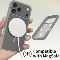 Coque de téléphone magnétique grise durable pour iPhone 17 Pro Max, antichoc, sensation de peau, protection pour téléphone portable