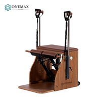 Chaise de Pilates professionnelle ONEMAX en bois de noyer, chaise d'exercice de stabilité avec poignées, portable, réglable, pour studio commercial