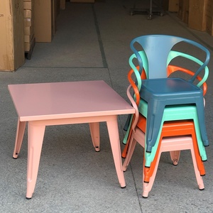 Sedia da Pranzo Portatile in Ferro Battuto Moderna per Bambini, Graziosa Poltroncina per Casa, Asilo, Arredamento Industriale o Bagno - Product Image 3
