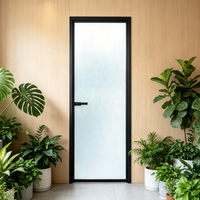 Porte intérieure en verre dépoli pour salle de bain, toilettes, chambre, hôtel, cuisine, porte battante latérale en aluminium