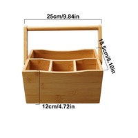 Étagère de rangement de cuisine portable double en bambou durable, sur pied, pour couteaux et fourchettes, faite à la main, moderne, non pliable