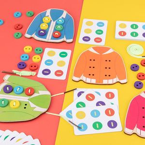 Juego de Hilo y Botones para Terapia Ocupacional: Tarjetas de Enhebrado y Secuencia para Niños y Niñas, Juego de Motricidad Fina para Vestir - Product Image 1