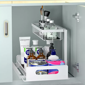 <span class=keywords><strong>Organisateur</strong></span> de <span class=keywords><strong>cuisine</strong></span> en forme de L à 2 niveaux, coulissant, en acier au carbone, pour sous l'évier - Product Image 4
