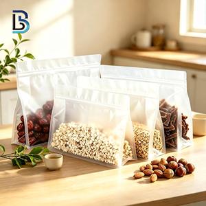Lebei Matt Transparante Verpakking Platte Bodem Pouch voor Noten Granen Voedselverpakking PET PET MOPP Plastic Zak met Herbruikbare Rits - Product Image 1