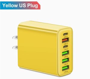 65W 3.1A 2 Type-c PD 4USB Fast Charging Quick Charger 6-port Travel Wall <b>Adapter</b> for Apple for Samsung for Xiaomi for Huawei - Product Image 2