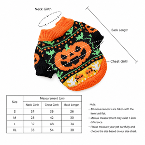 Pull pour animaux de compagnie en polyester écologique, classique, pour l'automne et l'hiver, imprimé citrouille d'Halloween, accessoires chauds de Noël - Product Image 5