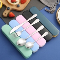 Couverts de bureau en acier inoxydable personnalisés pour étudiants, ensemble de couverts essentiels pour le déjeuner, fourchette et cuillère de 3/4 pièces avec étui pour cadeaux et manger