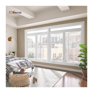 Ventanas abatibles con bisagras de marco de doble acristalamiento de PVC con diseño de parrilla a precio de fábrica para apartamento - Product Image 4