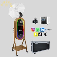 Cabina de Fotos Selfie con Pantalla Táctil LCD de 21.5 Pulgadas, Diseño de Madera, Compatible con Cámaras DSLR, para Bodas y Fiestas, con Software Gratuito