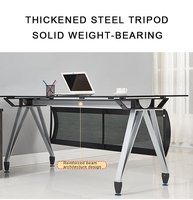 Mobilier de bureau moderne minimaliste en métal de haute qualité, bureau en verre trempé populaire