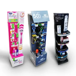 Groothandel Winkel Gegolfd Vloer Pop Up Plv Cosmet Product Papier Rack Make Up Display Stand Kartonnen Voor Carton Retail Winkels