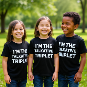 T-shirt promotionnel pour jumeaux jumeaux jumeaux triplets bavards - Product Image 3
