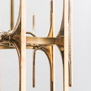 Square Brass <b>Chandelier</b> With Marble Accents LED <b>Light</b> Source For Living Room Bedroom Home Lighting Fixture - Product Image 5
