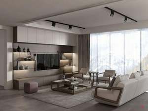 ขาตั้งทีวีห้องนั่งเล่นแบบบูรณาการสไตล์ญี่ปุ่นพร้อมที่เก็บของล็อกพื้นหลังลมสไตล์ญี่ปุ่น - Product Image 2