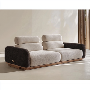 Sofá Seccional de plumas de 3 plazas <span class=keywords><strong>Beige</strong></span> nórdico, sofás tapizados de <span class=keywords><strong>tela</strong></span> cuadrada para uso en apartamentos, hoteles y villas - Product Image 3