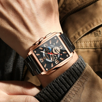 Relojes de Cuarzo Deportivos Multifuncionales con Luz Nocturna y Calendario Cuadrado Retro para Hombre, Resistentes al Agua, Venta al Por Mayor Binbond