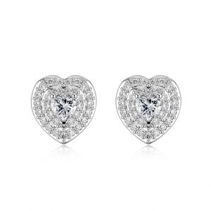 Dylam Luxury Fashion <b>Fine</b> Women Jewelry S925 Silver Rhodium Plated Sparkle Heart Shape 5A Cubic Zirconia Diamond <b>Stud</b> <b>Earrings</b> - Product Image 5