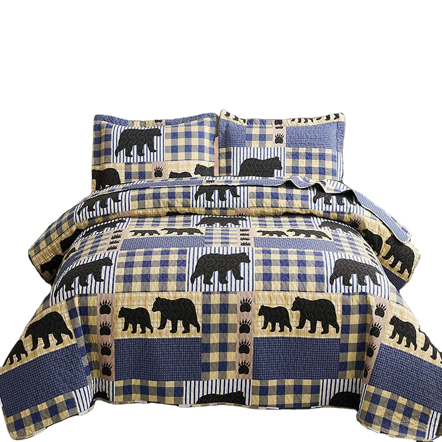 Nuovo elenco Plaid Copriletto Alce Orso Biancheria Da Letto di Stampa Patchwork Quilt 3pice