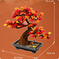 MJI 13125 Feuilles d'érable en pot, blocs de construction créatifs, ornement floral, ensemble de blocs de construction en plastique, jouets en gros, cadeau pour enfants